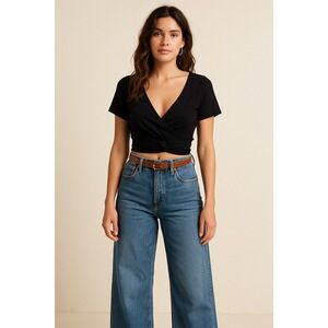 RSQ Black Open Back Crop Top Size XL | Tie Back Tee | NWT | Festival Y2K